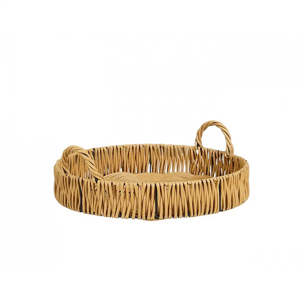 Δίσκος πλεκτός καφέ recycled polyester D52H17cm
