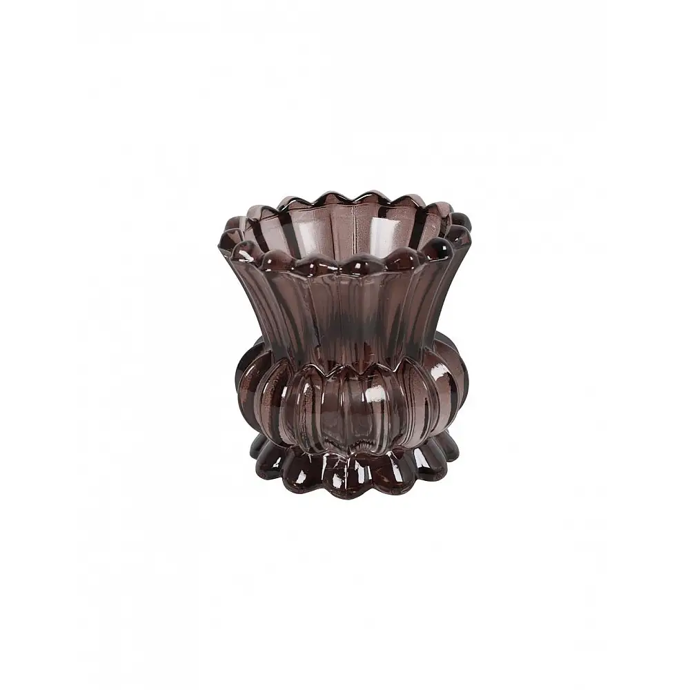 Κηροπήγιο γυάλινο καφέ 8,5x7,5