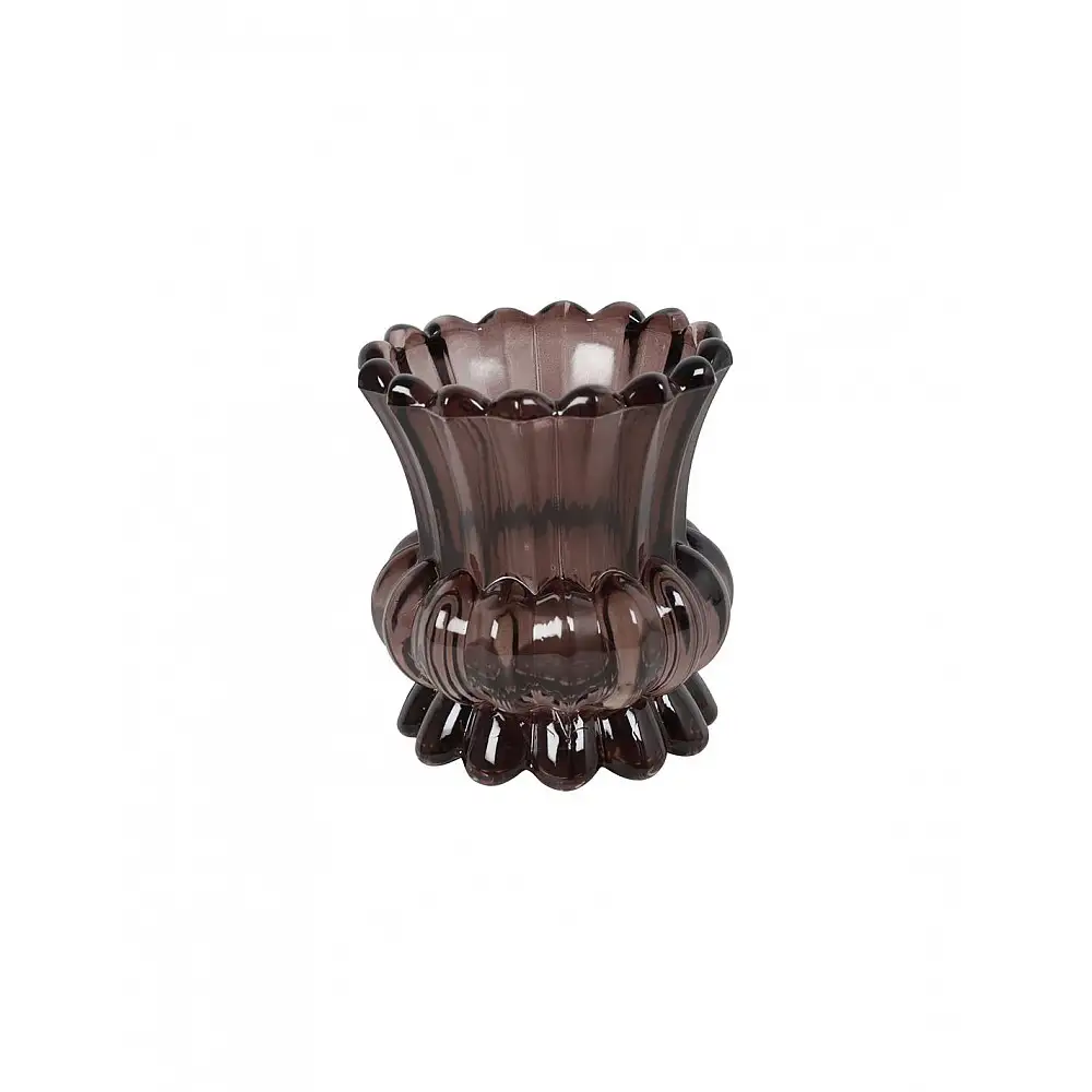 Κηροπήγιο γυάλινο καφέ 9,5x11