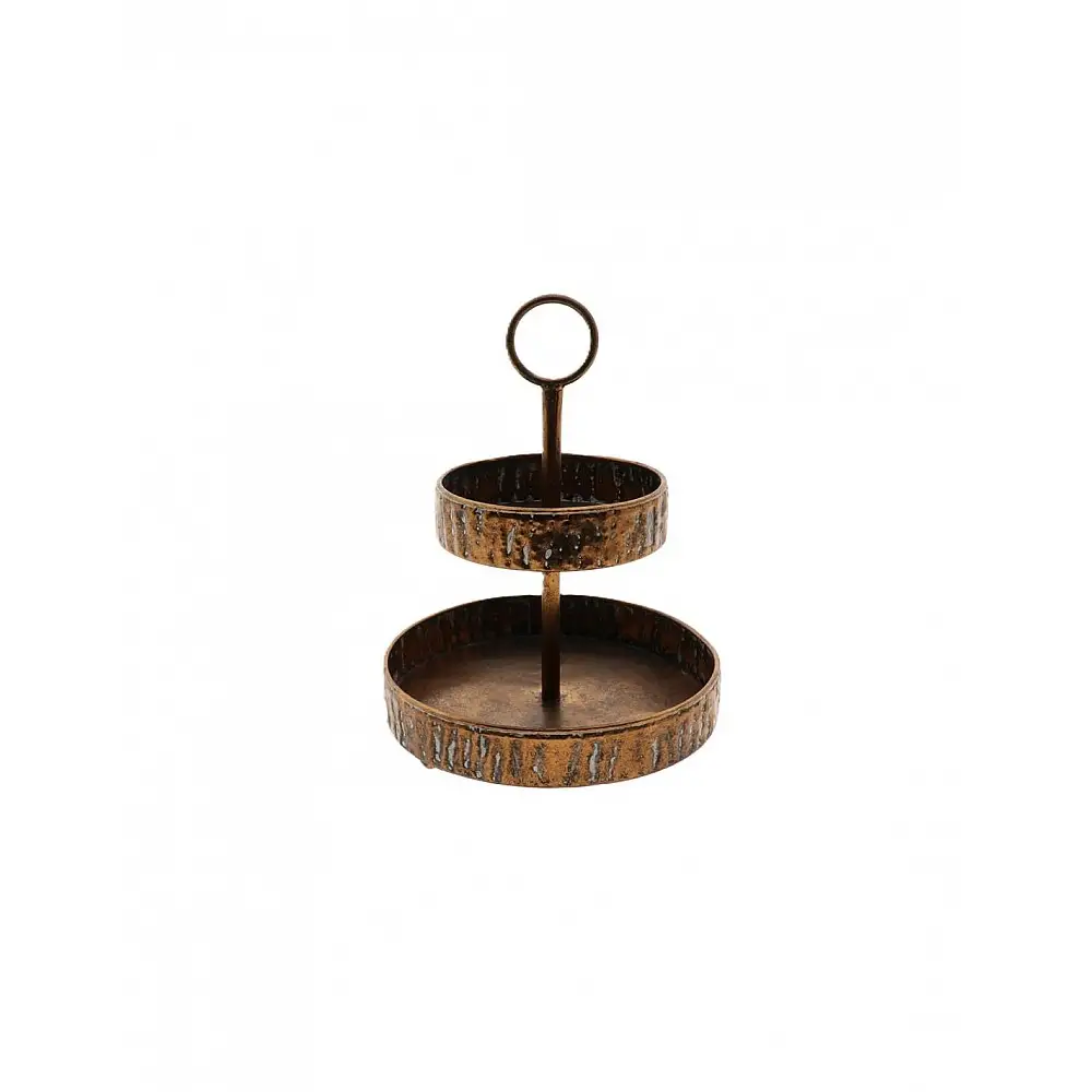 Δίσκος 2οροφος μεταλλικό χάλκινος 29x38