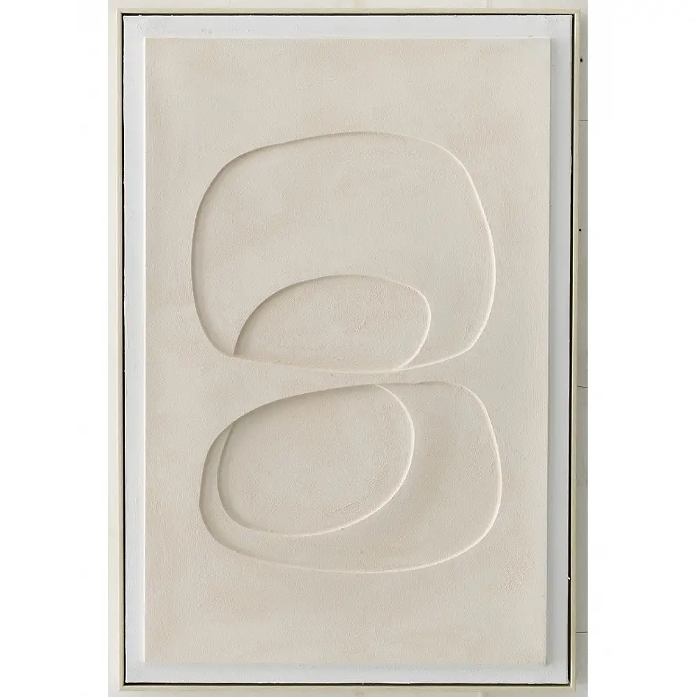 Πίνακας χειρ. ζωγραφ. με ξυλινο πλαίσιο ,εκρού 60x90cm