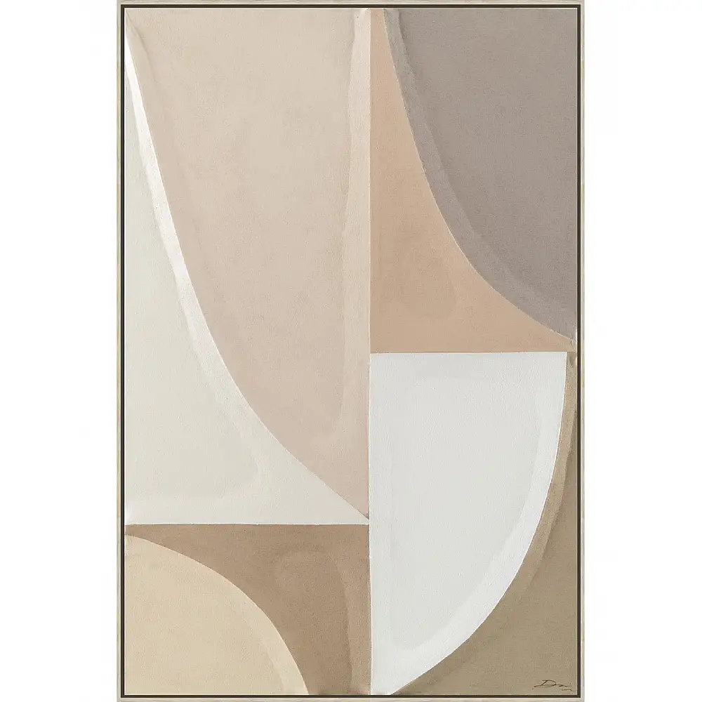 Πίνακας  χειρ. ζωγραφ. με ξυλινο πλαίσιο,καφέ ημικύκλια 80x120cm