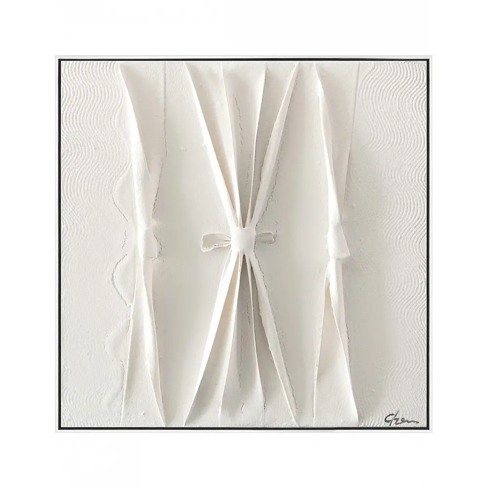 Πίνακας  χειρ. ζωγραφ. με ξυλινο πλαίσιο, λευκός υφασμάτινο δεσίματα 60x60cm