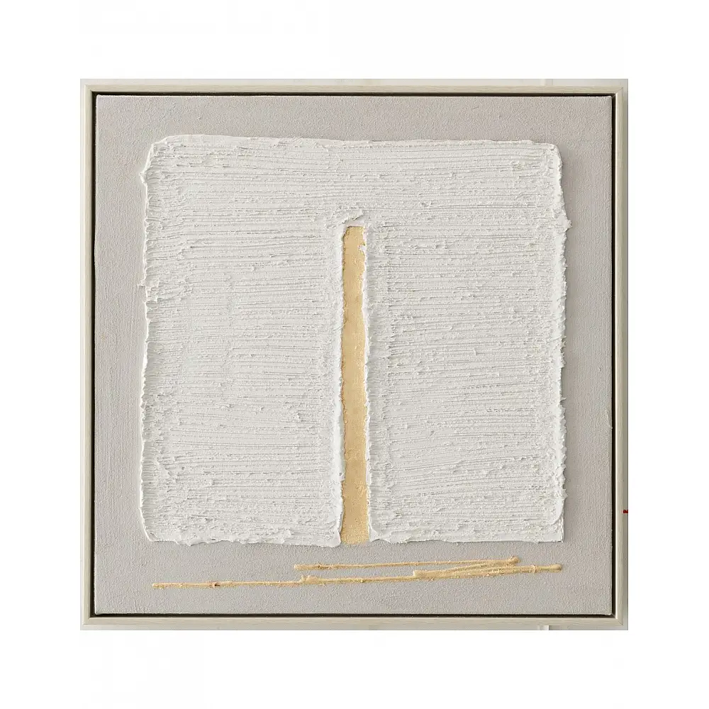 Πίνακας  χειρ. ζωγραφ. με ξυλινο πλαίσιο,εκρού χρυσός 50x50 cm