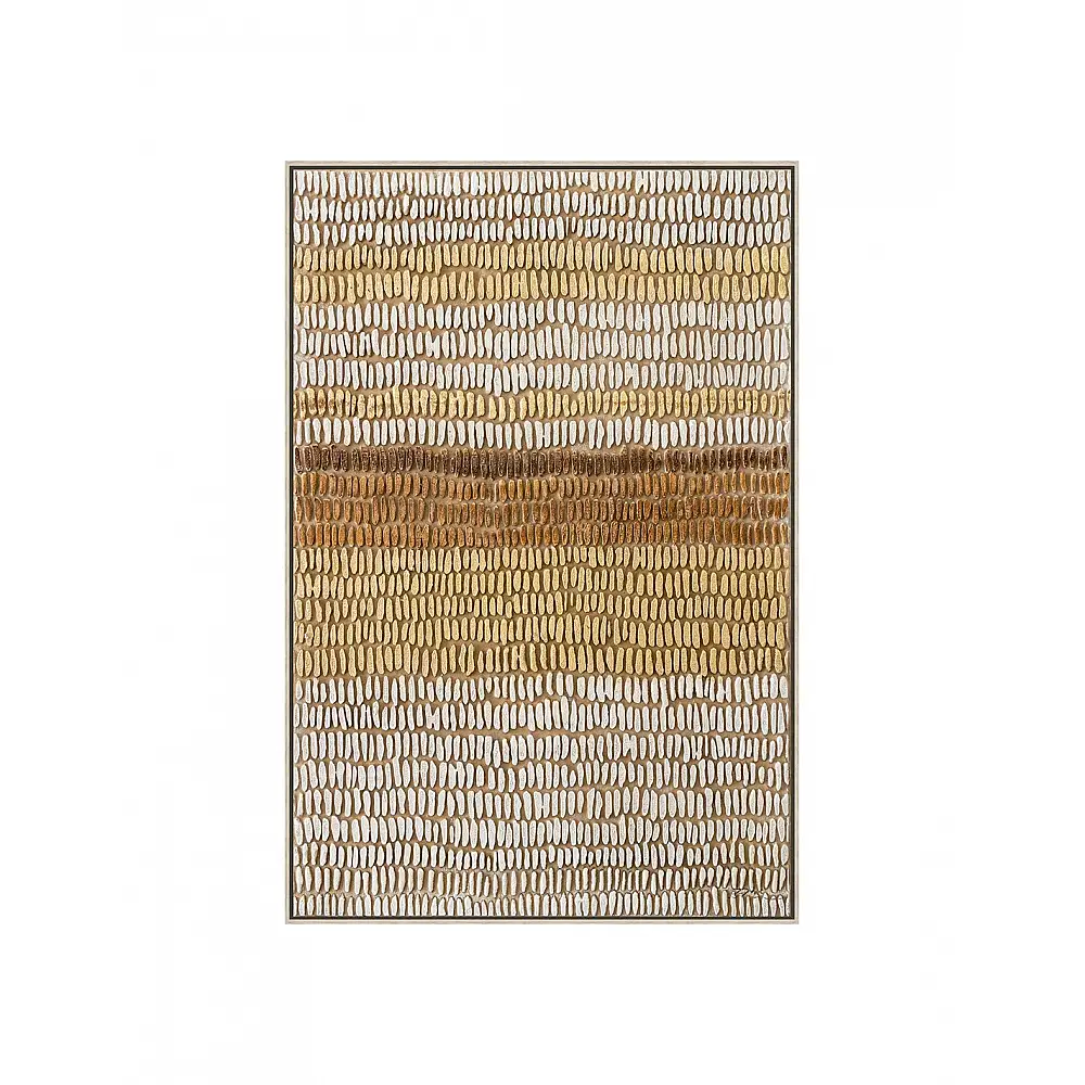 Πίνακας  χειρ. ζωγραφ. με ξυλινο πλαίσιο, μπεζ-καφέ ψηφίδες 80x120 cm