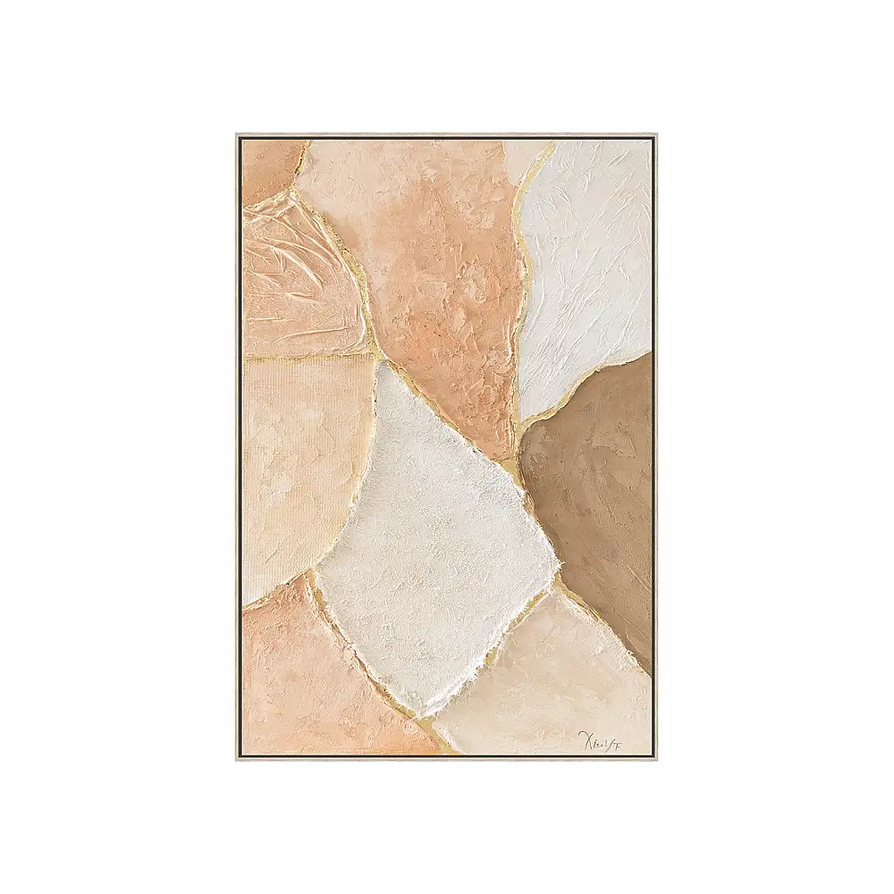Πίνακας χειρ. ζωγραφ. με ξυλινο πλαίσιο,  ivory brown patches  60x90cm