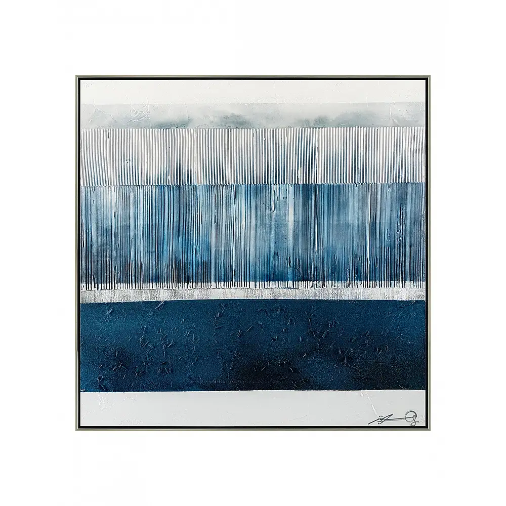 Πίνακας  χειρ. ζωγραφ. με ξυλινο πλαίσιο, blue ocean  80x80cm