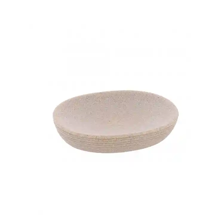 Σαπουνοθήκη polyresin ριγέ  ανάγλυφο καφέ 13,5x11,5cm