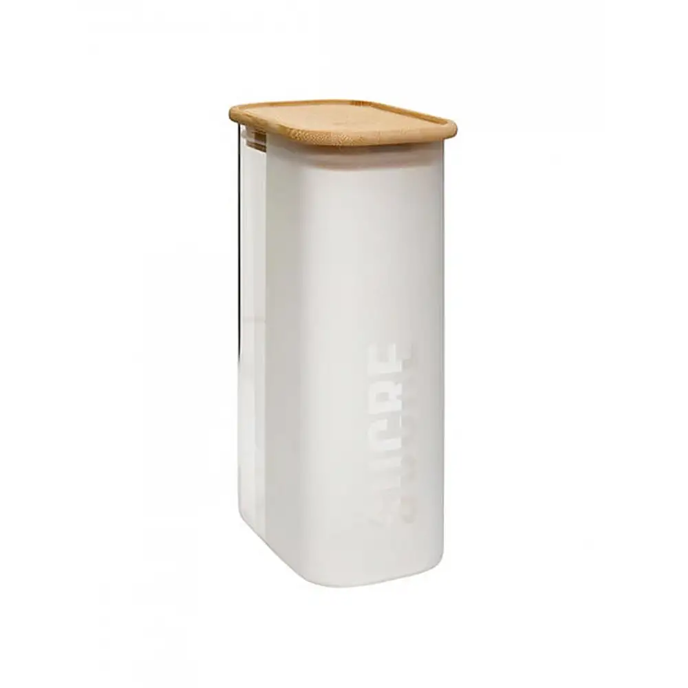 Κουτί αποθ.  SUGAR γυάλινο/καπάκι ακακίας 1,6L/  8x12x21,5 cm