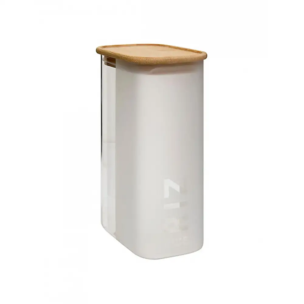 Κουτί αποθ.  RICE γυάλινο/καπάκι ακακίας 1,6L/  8x12x21,5 cm