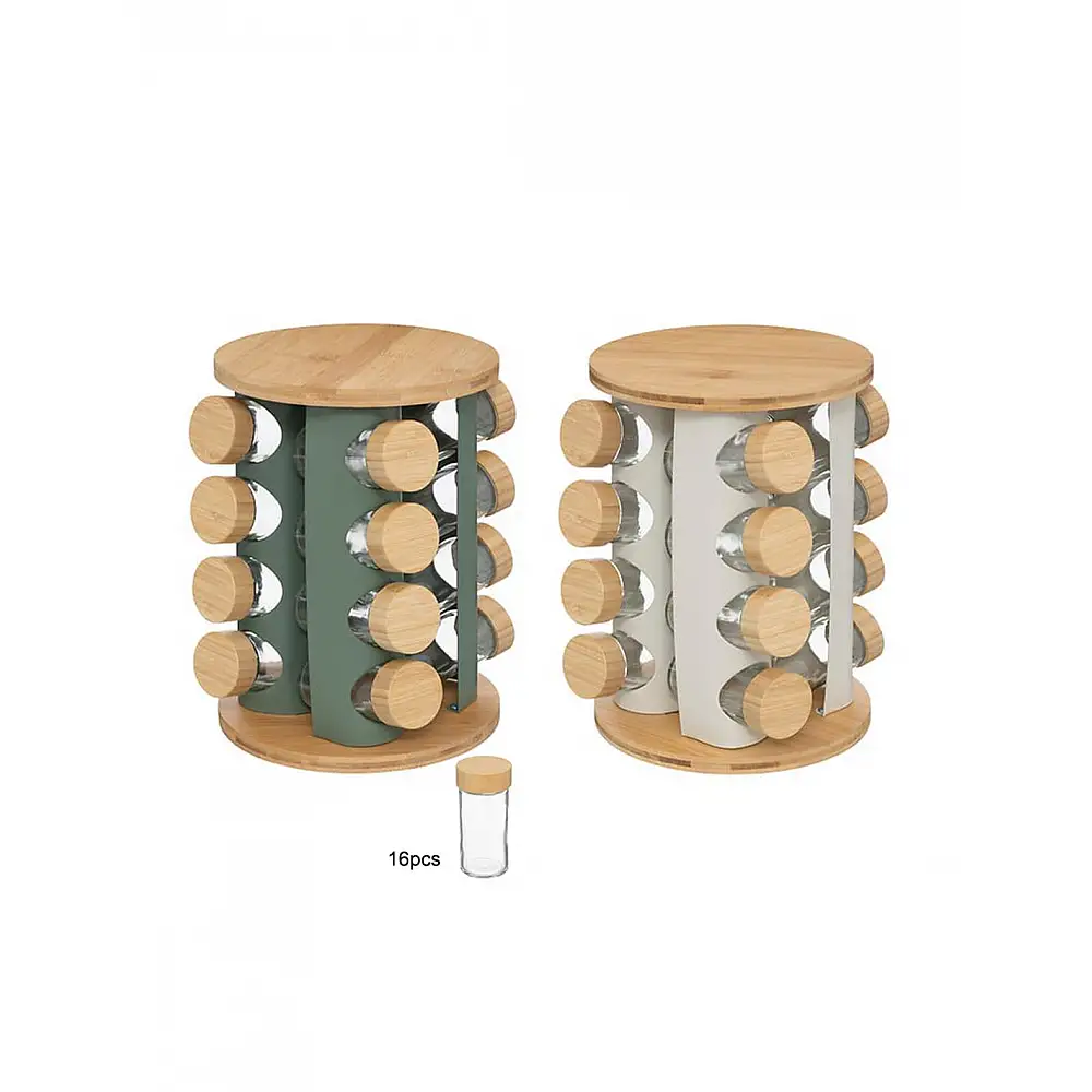 Βάση μπαχαρικών περιστρ. bamboox16βαζάκια 21x28,5cm