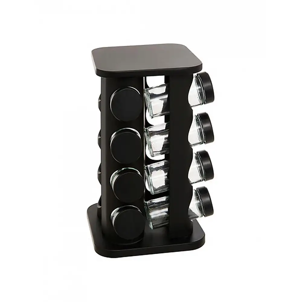 Βάση μπαχαρικών περιστρ. μεταλλική μαύρη x12 βαζάκια 19x27. 8 cm