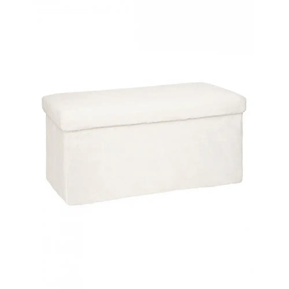 Σκαμπώ μπαούλο γούνα λευκό 76 x 38 cm