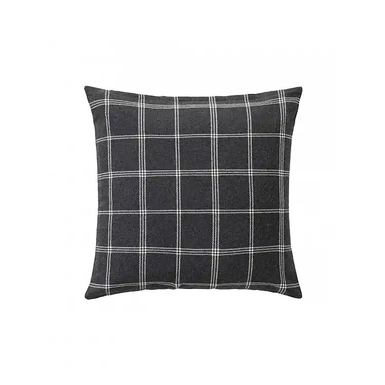 Μαξιλάρι καρό woven cotton/polyester ανθρακί 45x45cm