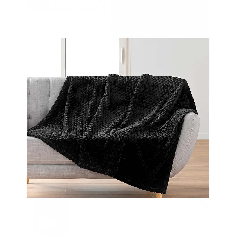 Ριχτάρι embossed flannel μαύρο 125x150cm