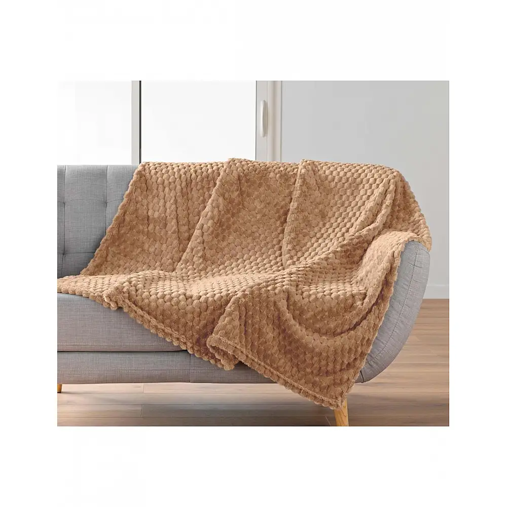 Ριχτάρι embossed flannel camel 125x150cm