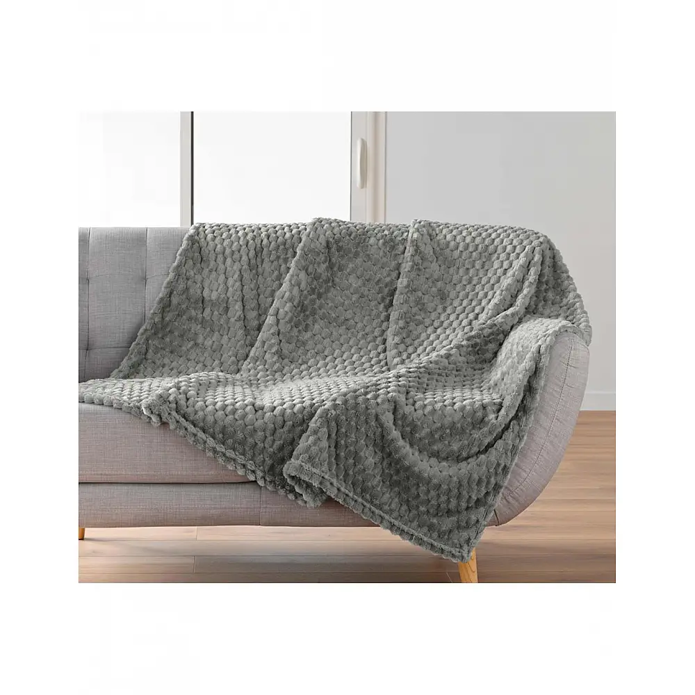 Ριχτάρι embossed flannel γκρι 125x150cm