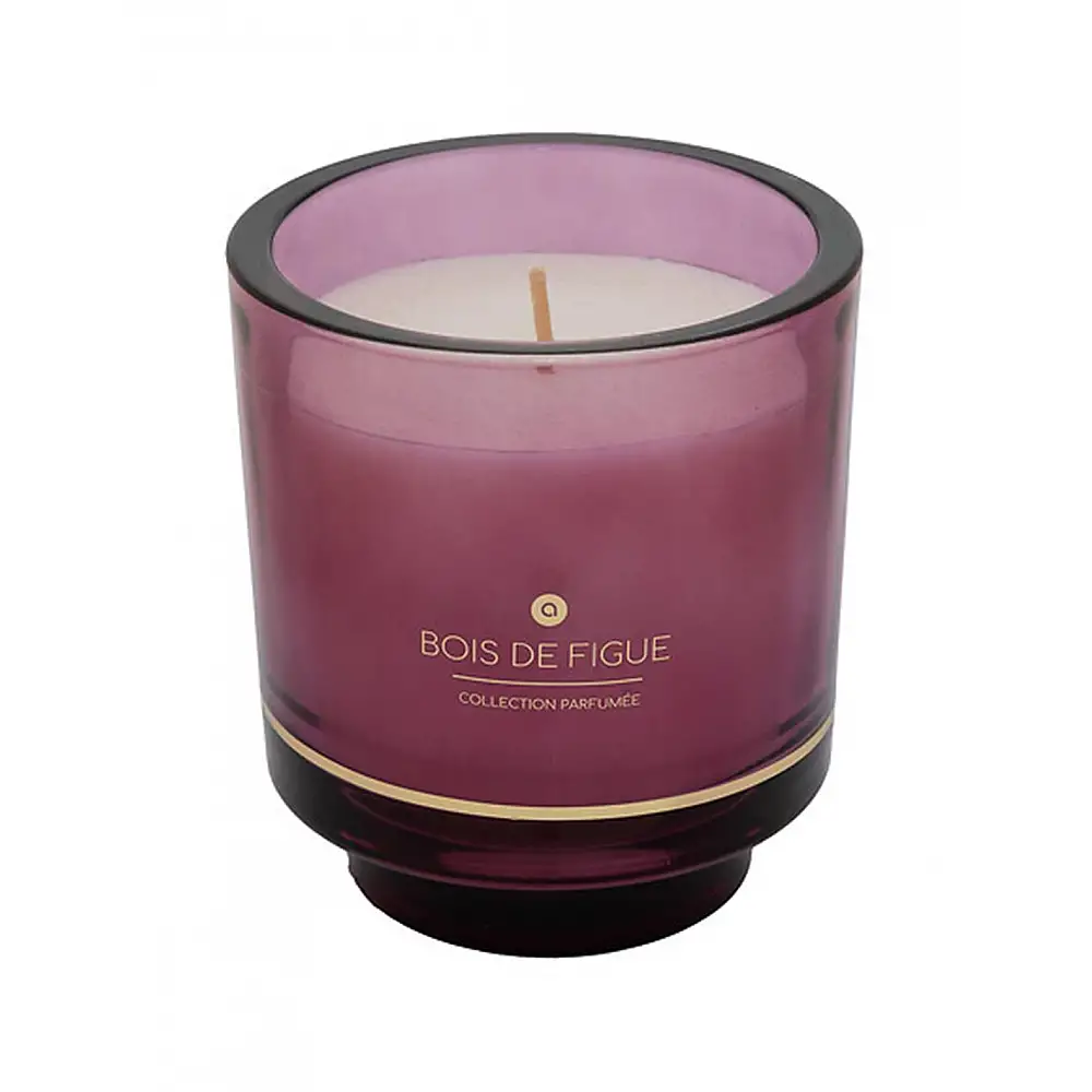 Ποτήρι γυάλινο μπορντώ με κερί  Figue 225gr/Φ9Η10cm