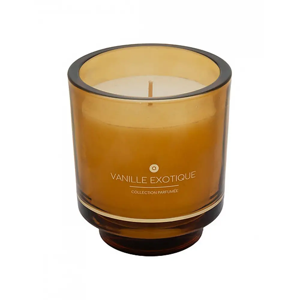 Ποτήρι γυάλινο κίτρινο με κερί  Vanille 225gr/Φ9Η10cm