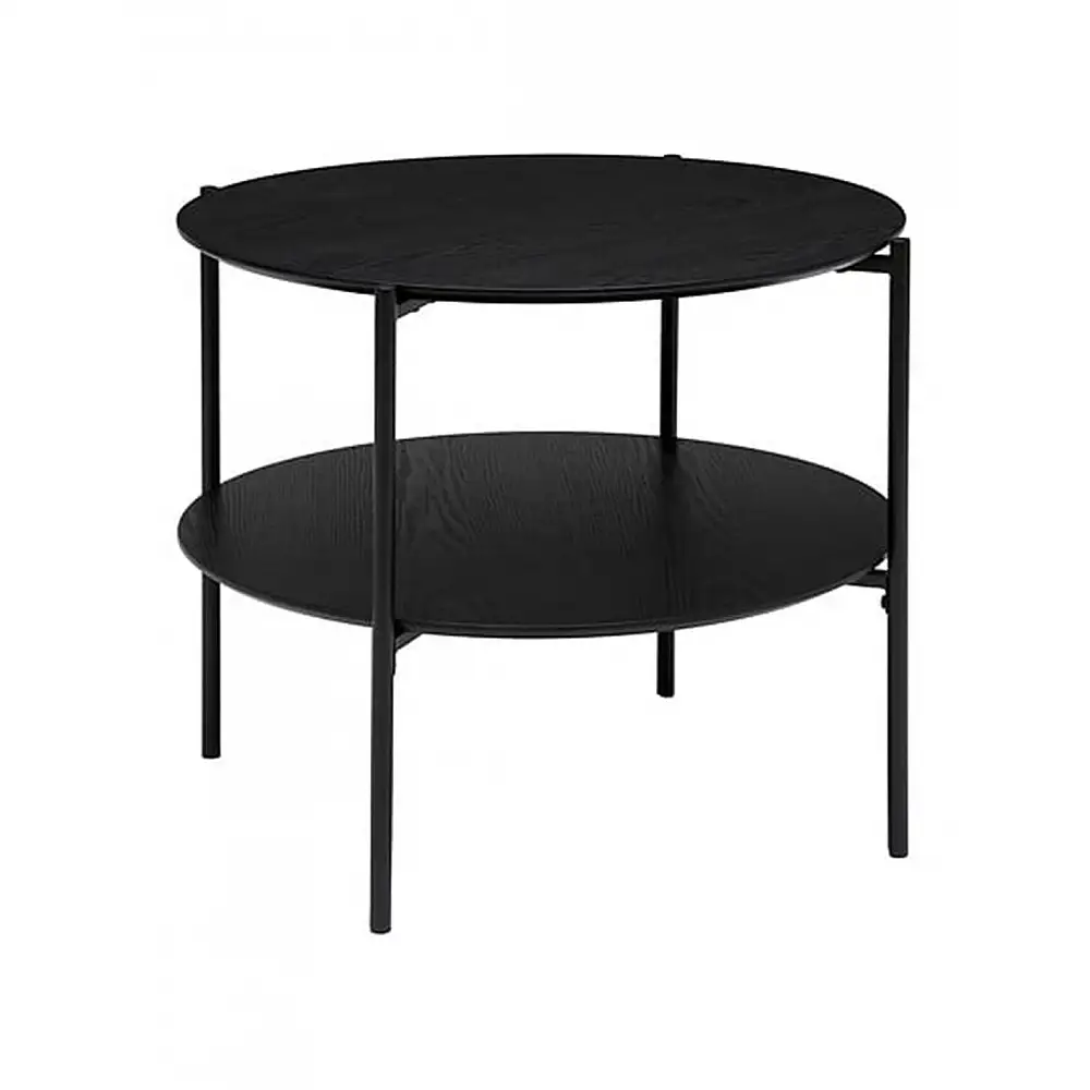 Τραπέζι σαλονιού MDF μαύρο με μεταλλικό πόδια Φ63,2 Η52cm