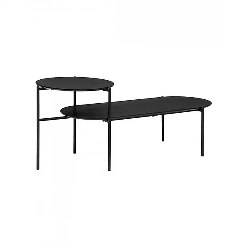 Τραπέζι σαλονιού μαύρο/2επίπεδα με μεταλλικό πόδια 118x43,2x48cm