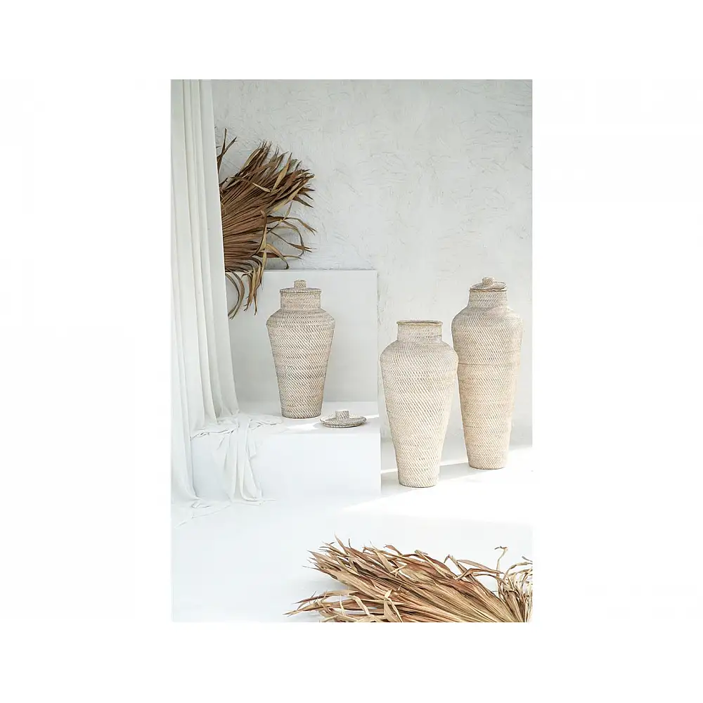 Βάζο δαπέδου Rattan με καπάκι 38x100 cm