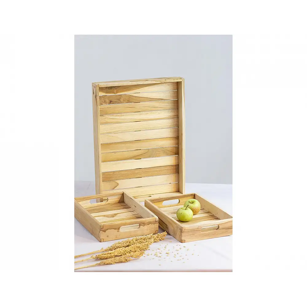 Δίσκοι σερβιρίσματος  Teak wood set 3/29x39x5/18x26x5cm