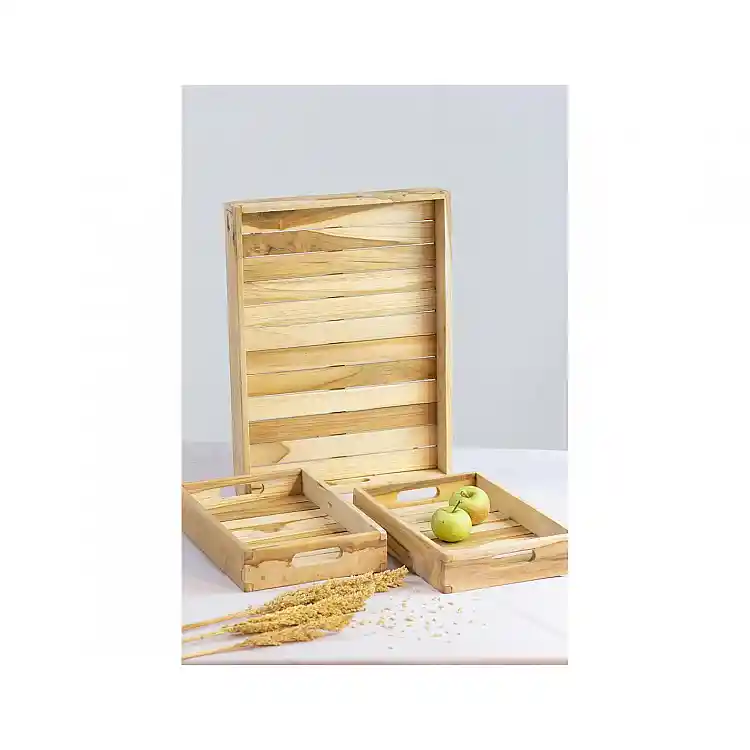 Δίσκοι σερβιρίσματος  Teak wood set 3/29x39x5/18x26x5cm