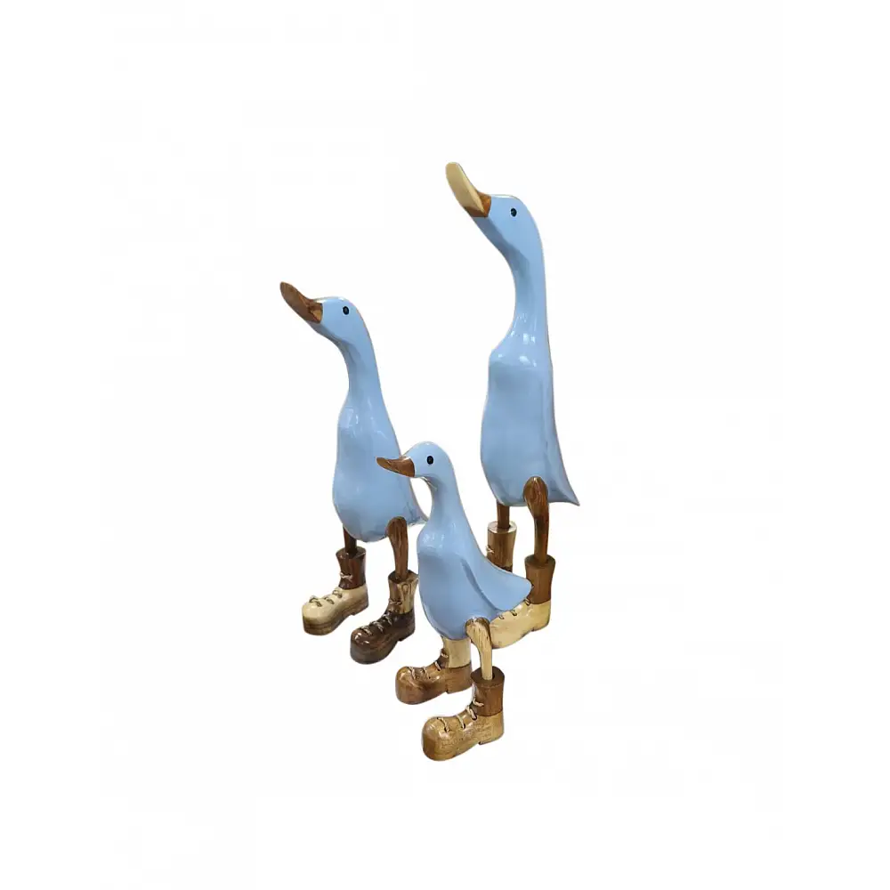 Πάπιες διακοσμητικό  μπλε Set3/Bamboo&teak wood 30x15x45/20x13x35/15x10x24cm