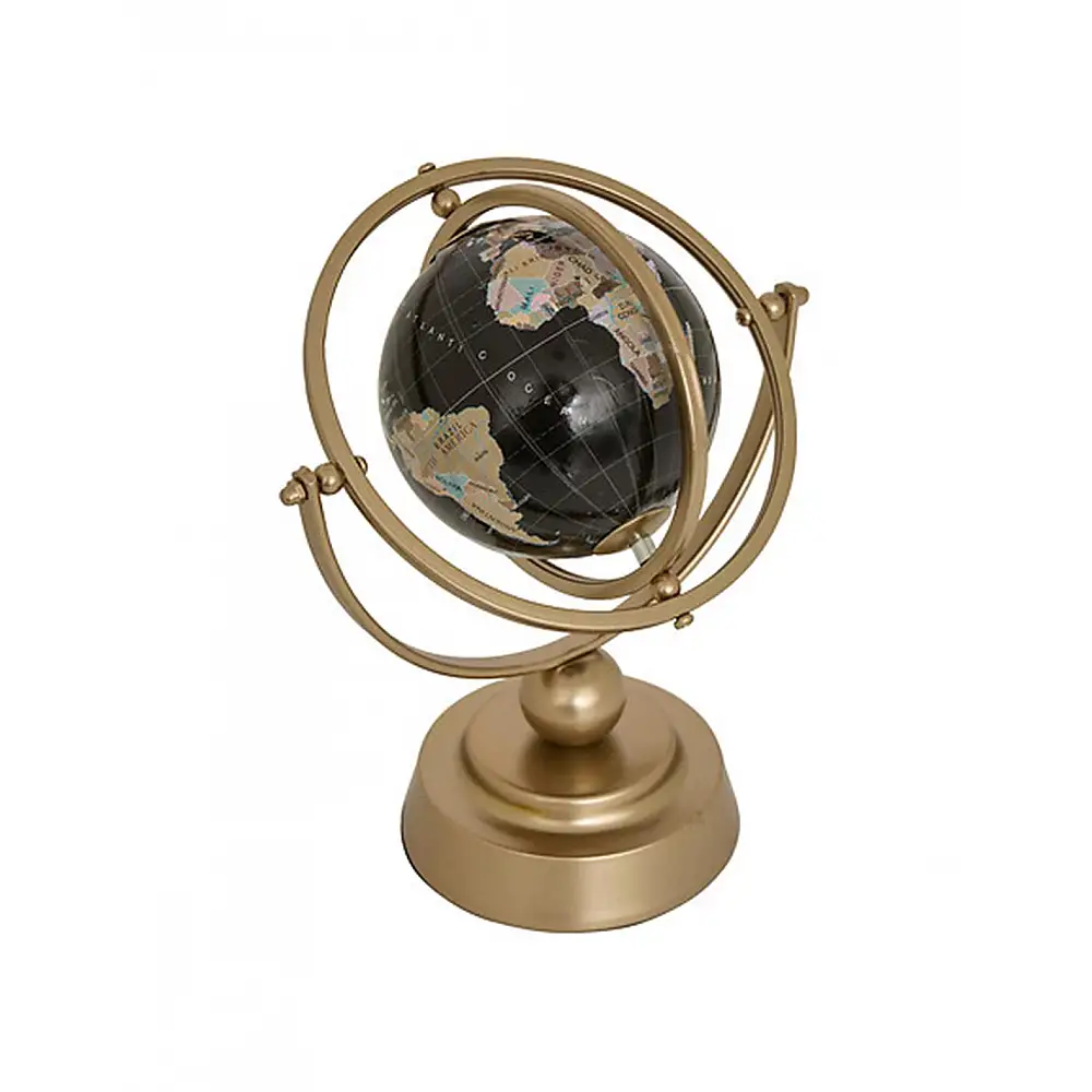 Υδρόγειος μαύρη σε μετ. bronze βάση 20,5x11x24 cm