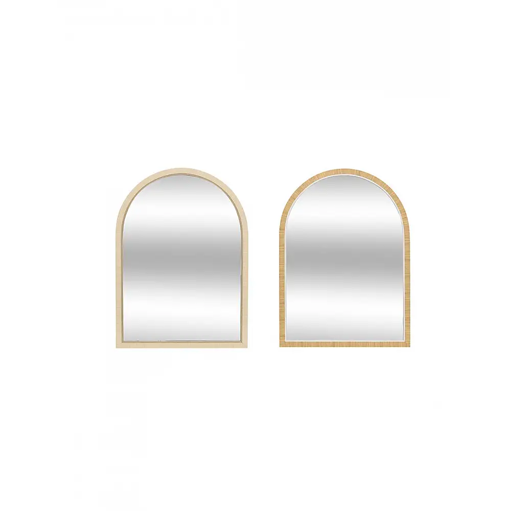 Καθρέφτης τοίχου καμάρα φυσικό/καφέ πλαστικό πλαίσιο 55x75cm