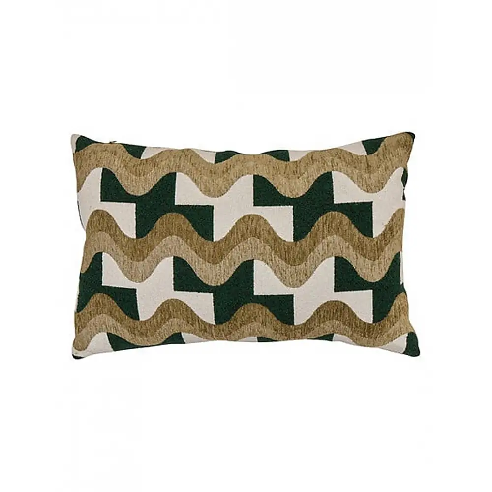 Μαξιλάρι Jacquard χακί λευκό 38x58cm