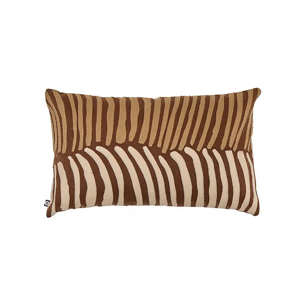 Μαξιλάρι πλεκτό καφέ/μπεζ ρίγες 30x50cm