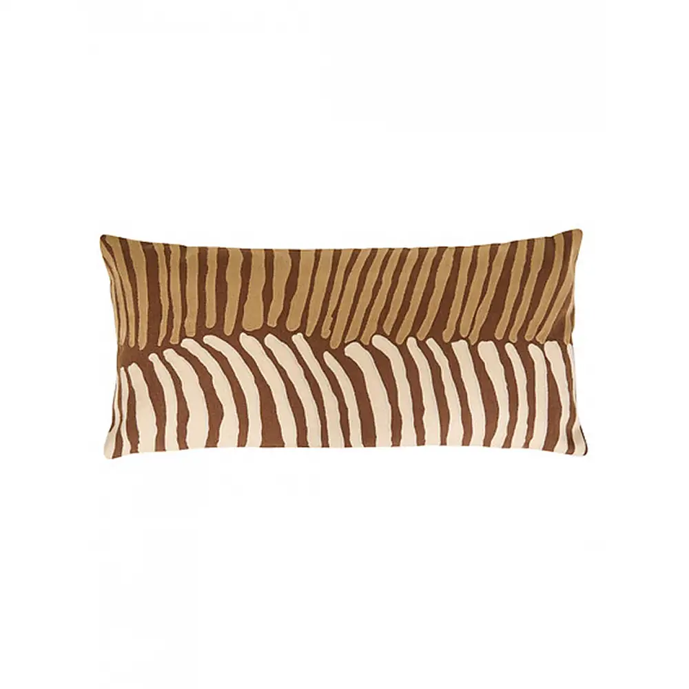 Μαξιλάρι πλεκτό καφέ/μπεζ ρίγες 35x75cm