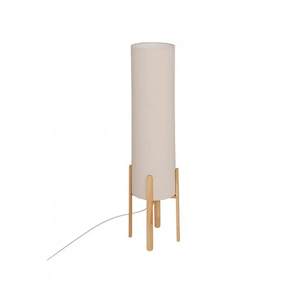 Φωτιστικό δαπέδου εκρού σε ξύλινη βάση 24 x 107 cm