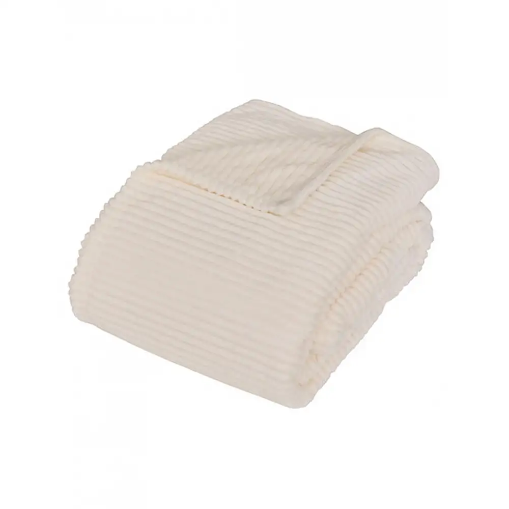 Ριχτάρι /κουβέρτα εκρού φανέλα κοτλέ σε τσάντα 240x220cm