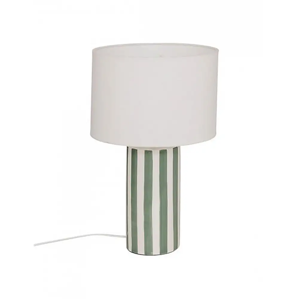 Λάμπα stoneware πράσινες ρίγες 28x47cm