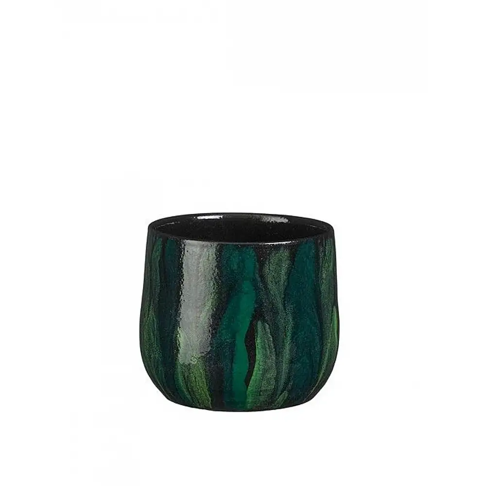 Κασπώ κεραμικό πράσινο/μαύρα νερά Φ15Η13cm