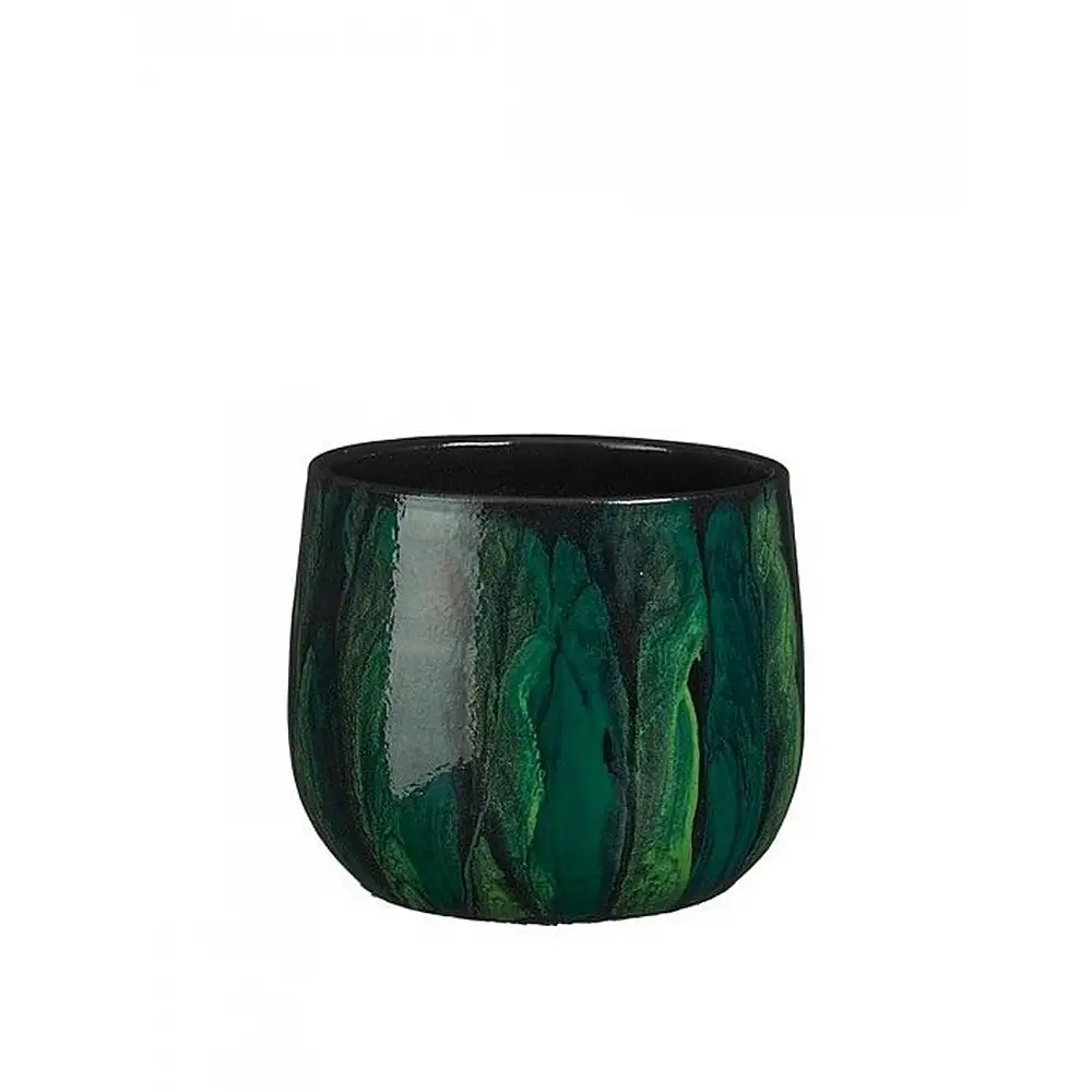 Κασπώ κεραμικό πράσινο/μαύρα νερά Φ17Η15cm