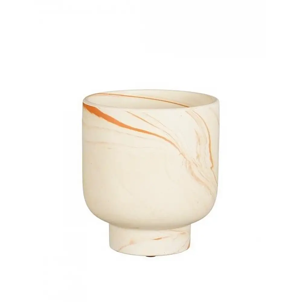 Κασπώ κεραμικό εκρού/πορτοκαλίαλί νερά με πόδι Φ14,5Η16,5cm