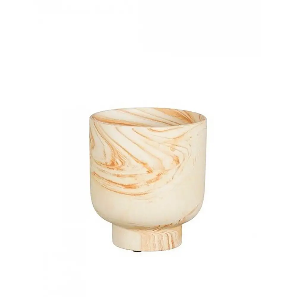 Κασπώ κεραμικό εκρού/πορτοκαλίαλί νερά με πόδι Φ12Η13,5cm