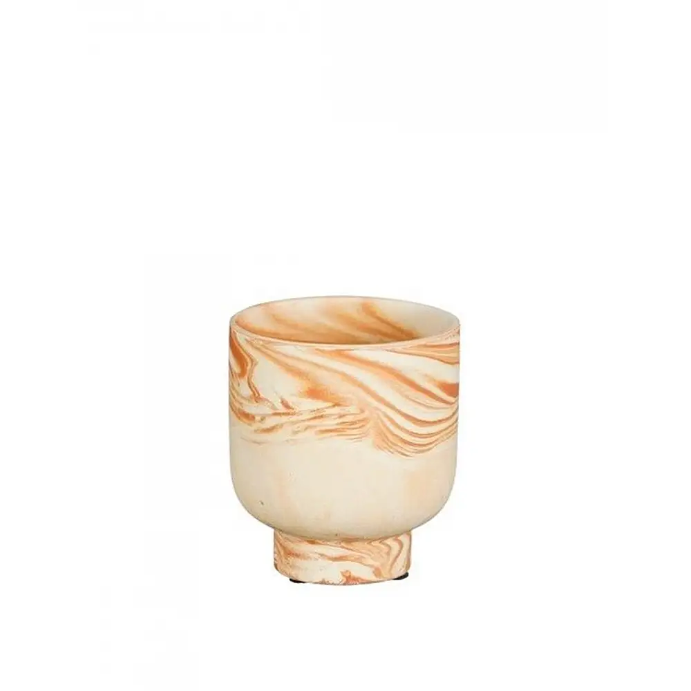 Κασπώ κεραμικό εκρού/πορτοκαλίαλί νερά με πόδι Φ9,5Η11cm