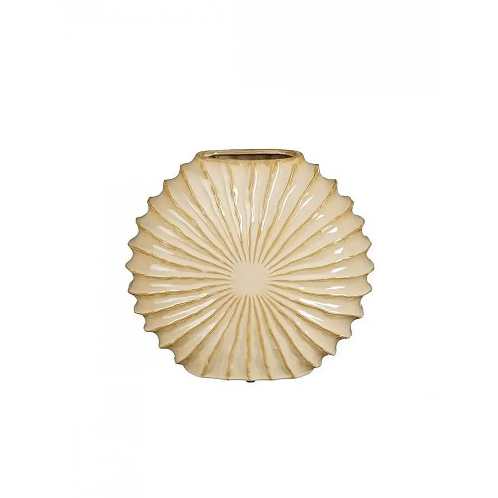 Βάζο κεραμικό μπεζ σχέδιο/α λουλούδι 35x17H30,5 cm