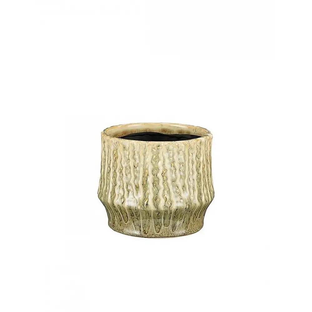 Κασπώ κεραμικό μπεζ/πράσινα νερά Φ13Η11cm