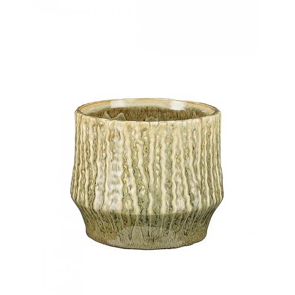 Κασπώ κεραμικό μπεζ/πράσινα νερά Φ15,5Η13cm