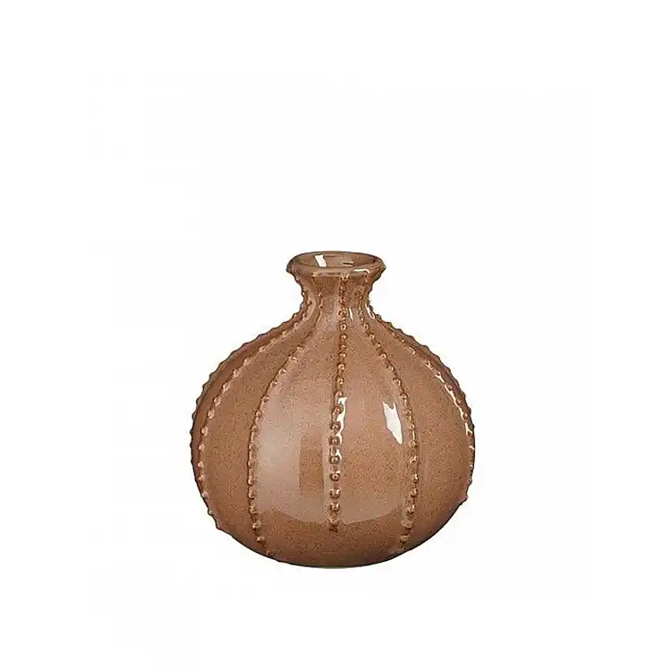 Βάζο κεραμικό καφέ  Stephanie  Φ15Η15 cm