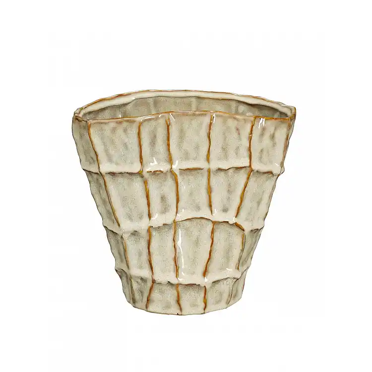 Βάζο cream οβάλ ανάγλ. τετράγωνα 22x14,5x21cm