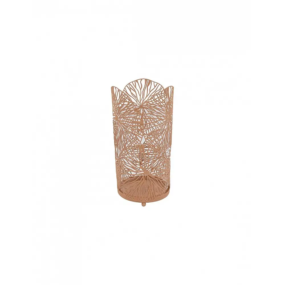 Κηροπήγιο σχέδιο/α φυλλα μεταλλικό μπεζ 13,5x27