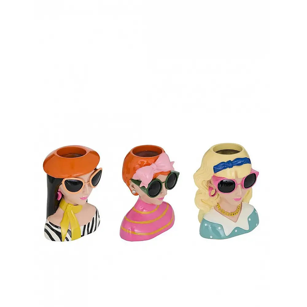 Βάζο κεραμικό κεφάλι γυναικείο 3σχέδια 17,5x13,4 x22,5 cm