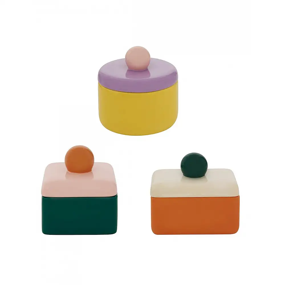 Κουτί κεραμικό 3χρώματα 14,5x13x9cm